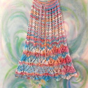OOAK crochet boho mermaid skirt swim coverup custom handcrafted rose teal citrus
